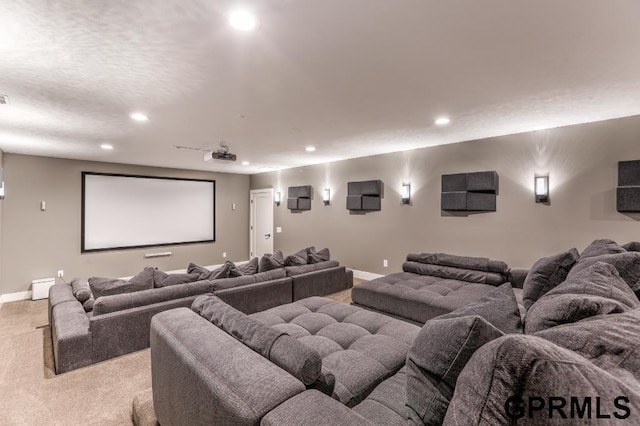 view of carpeted cinema room