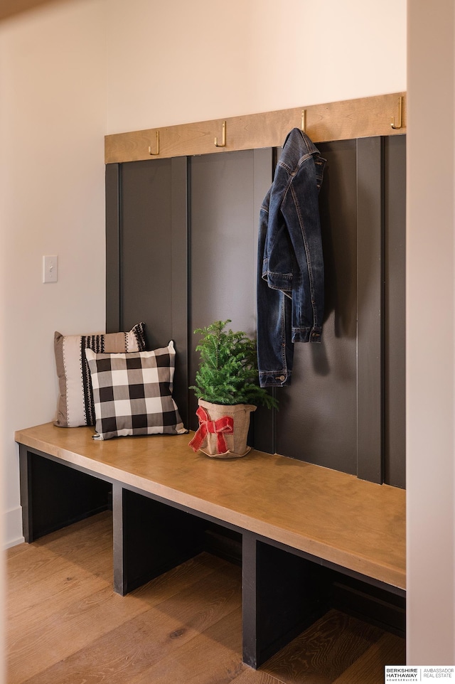 mudroom featuring light hardwood / wood-style floors