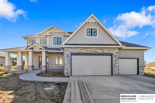 craftsman-style house with covered porch