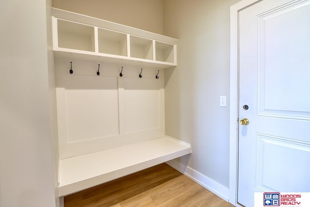 mudroom featuring light wood-type flooring