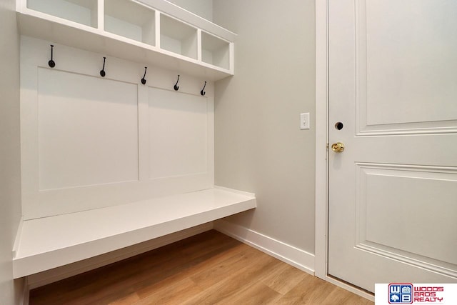 mudroom featuring light hardwood / wood-style floors