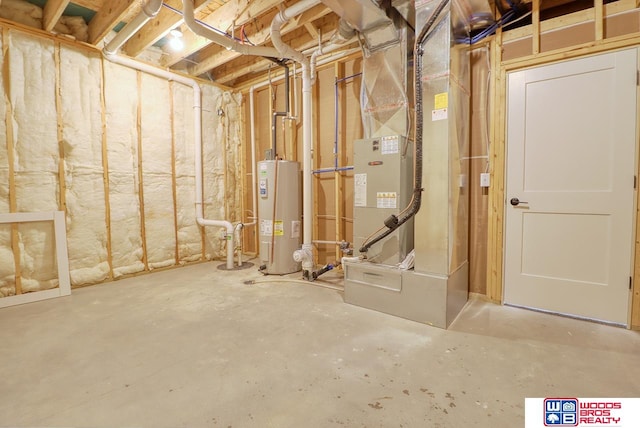 basement with water heater