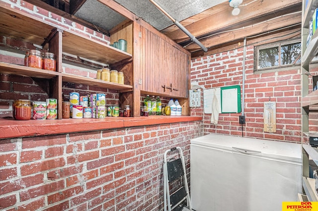 interior space featuring refrigerator