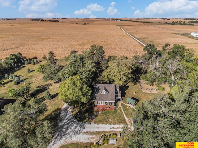 birds eye view of property with a rural view