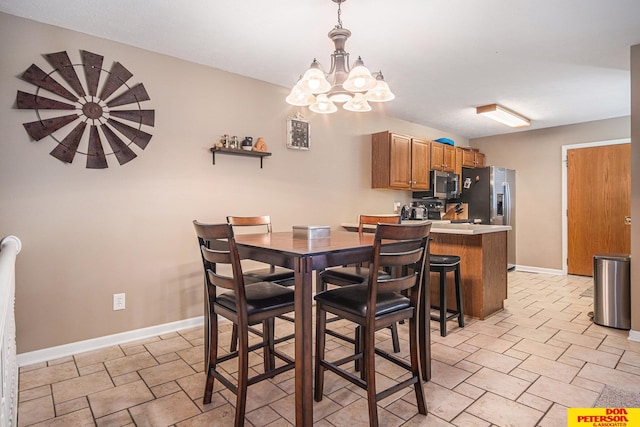 dining room with an inviting chandelier