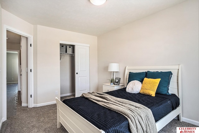 bedroom with a closet and carpet flooring