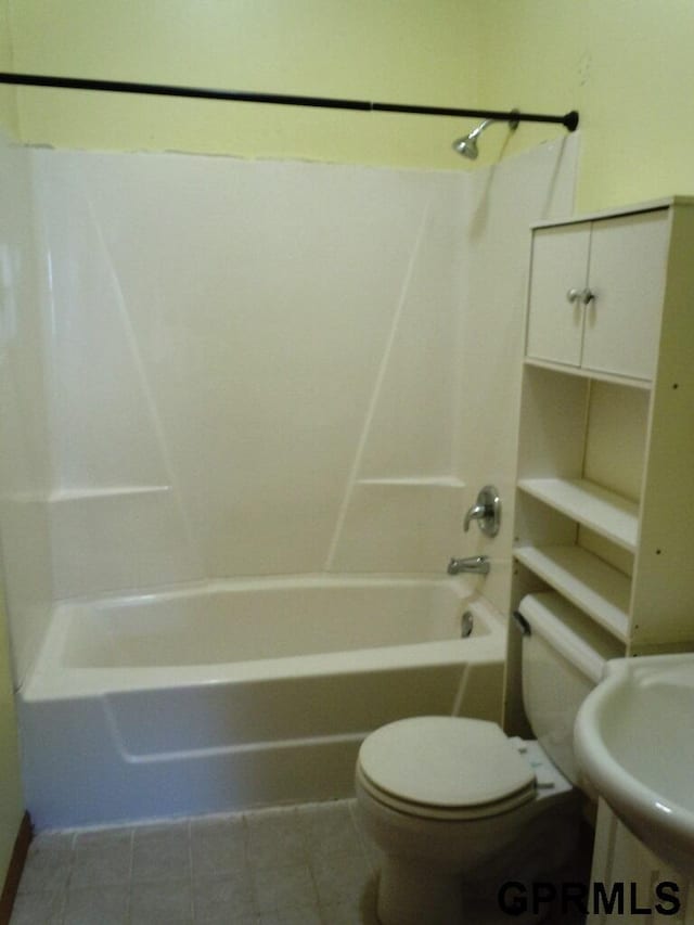 full bathroom with vanity, toilet, and shower / bathtub combination