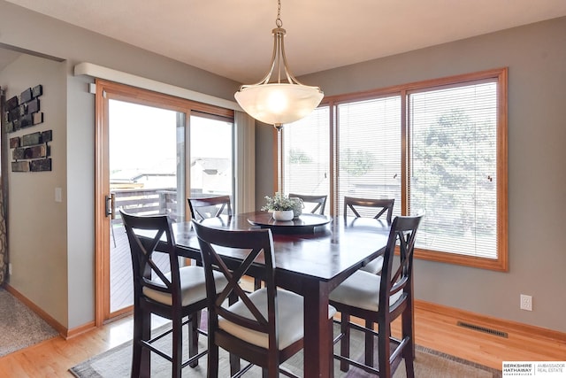 dining area featuring light hardwood / wood-style flooring