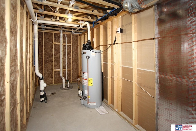 basement with gas water heater