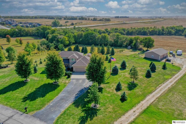 drone / aerial view with a rural view