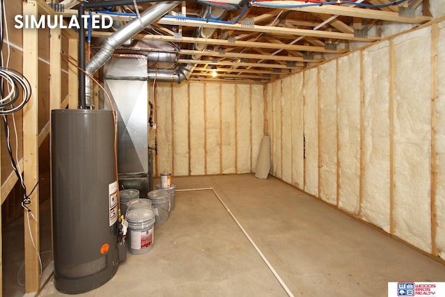 basement with water heater