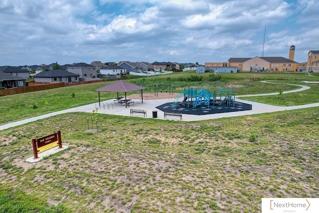 view of community with a gazebo and a yard