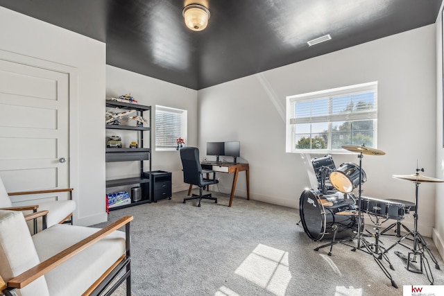 office featuring light colored carpet