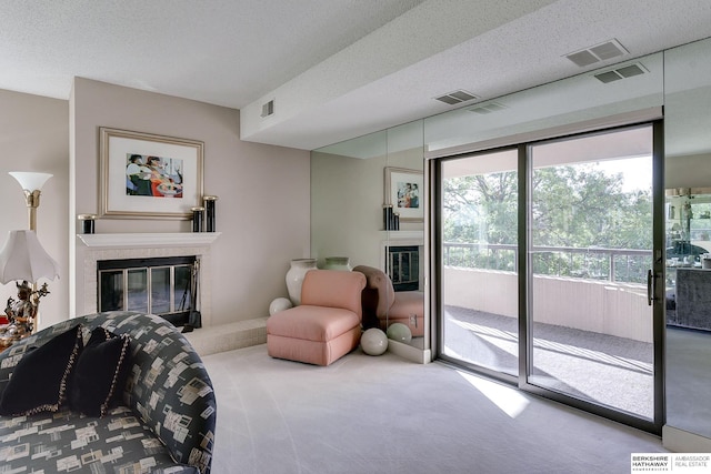 interior space with a textured ceiling