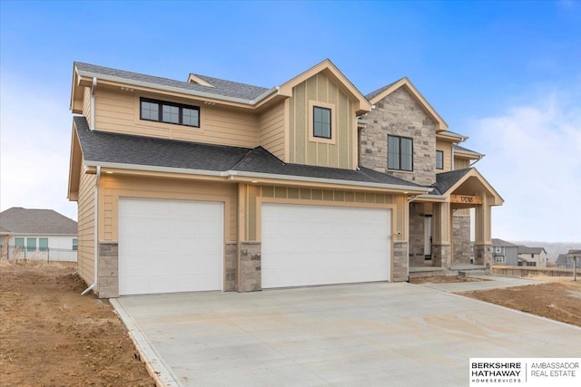 craftsman-style house with a garage