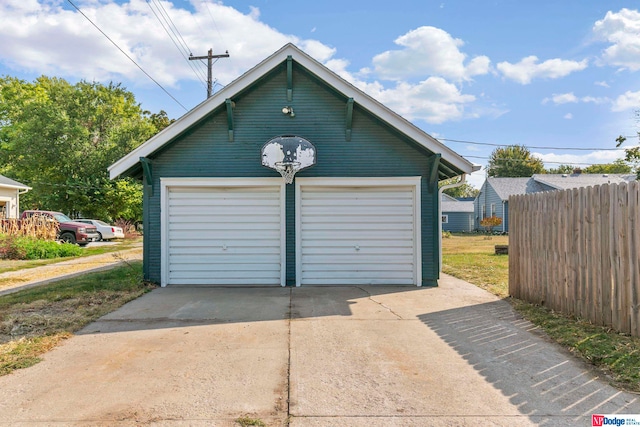 view of garage