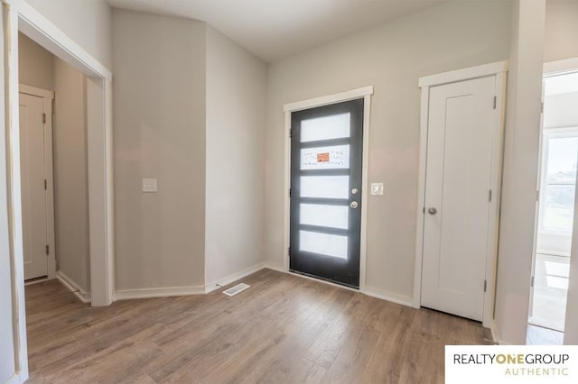 foyer entrance featuring light hardwood / wood-style flooring