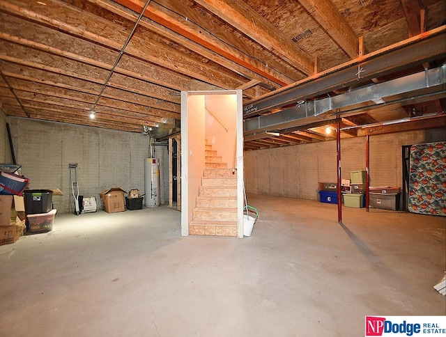 basement with water heater