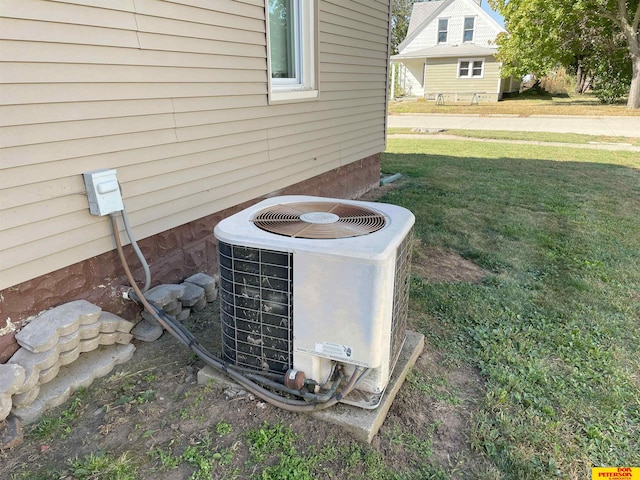 details with wood walls and central air condition unit