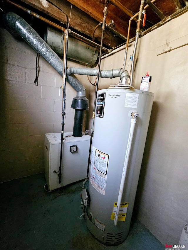 utility room with water heater