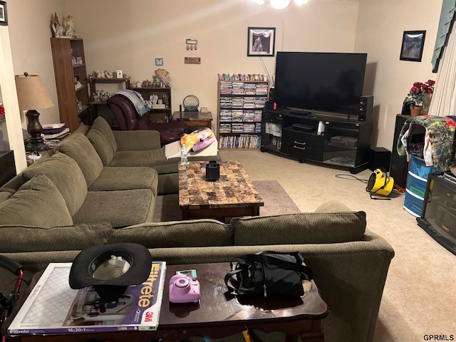 living room featuring carpet