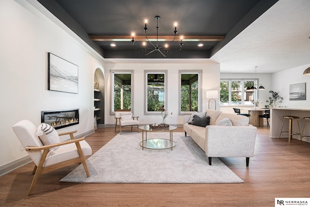 living room with light hardwood / wood-style flooring