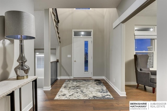 entrance foyer with dark hardwood / wood-style floors