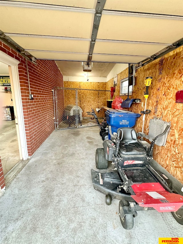 garage with a garage door opener