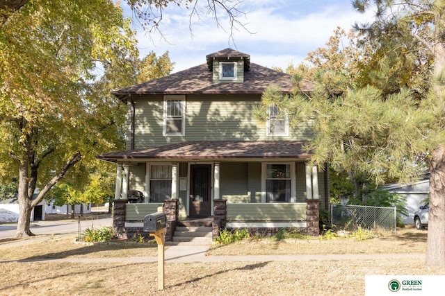 view of front of home with covered porch