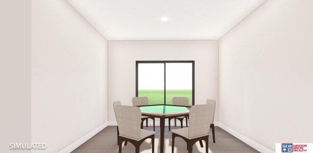 dining area with dark hardwood / wood-style floors