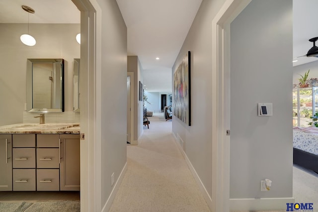 corridor with sink