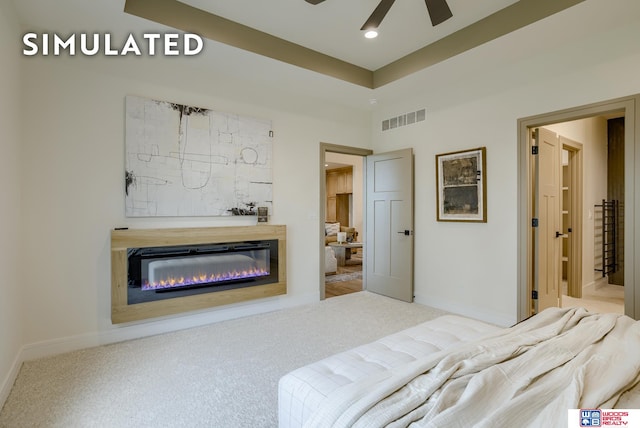 bedroom with carpet floors and ceiling fan