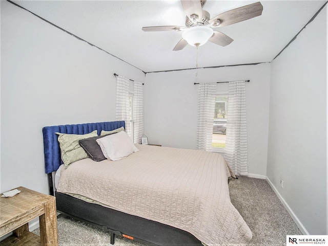 bedroom with carpet and ceiling fan