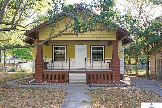 bungalow-style home featuring covered porch