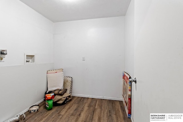 laundry room with hookup for a washing machine and dark hardwood / wood-style flooring