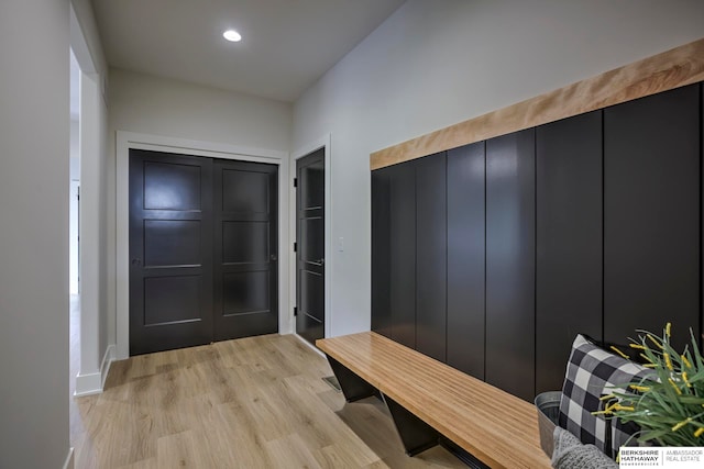 mudroom featuring light hardwood / wood-style floors