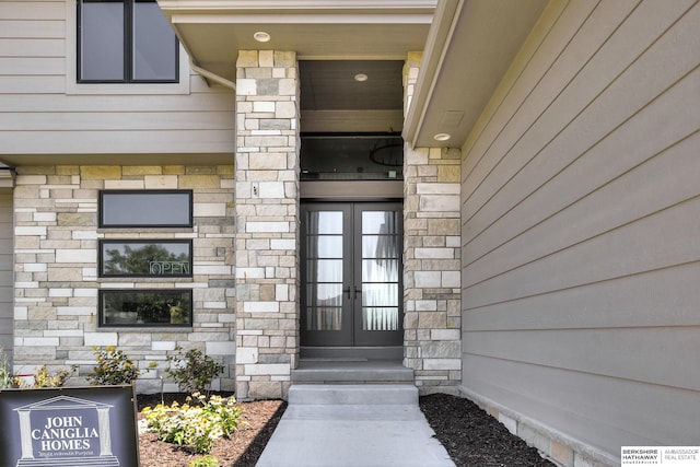 property entrance with french doors