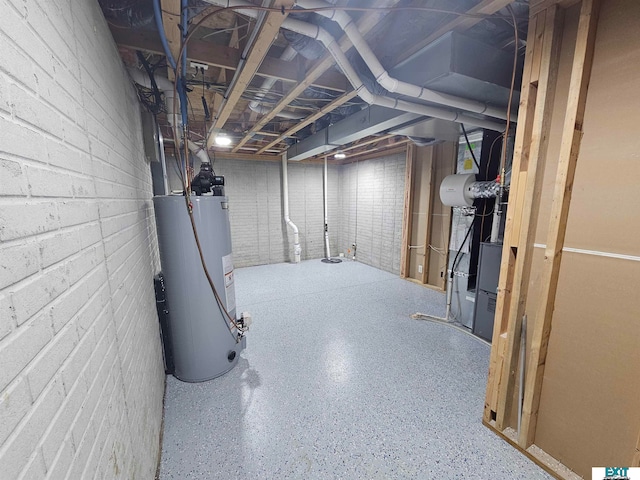 basement with water heater