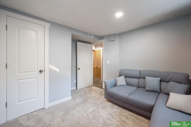 living room with light carpet