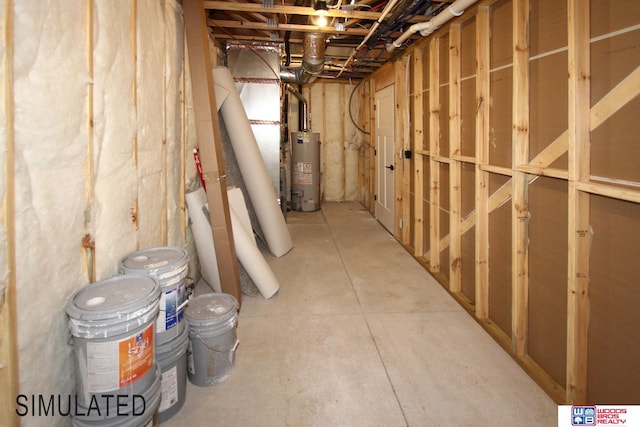 basement featuring water heater