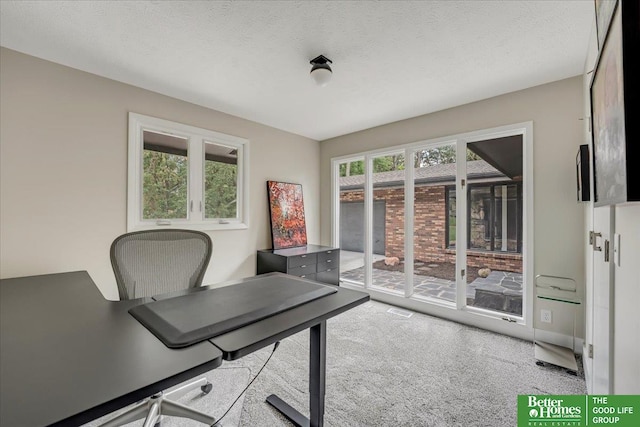 office area with a textured ceiling and plenty of natural light