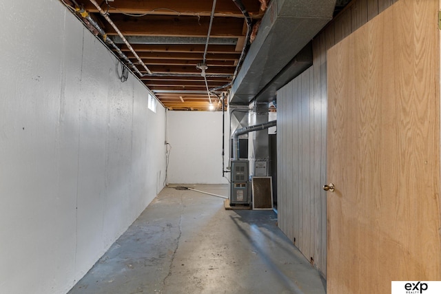 basement with heating unit