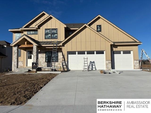 craftsman inspired home featuring a garage