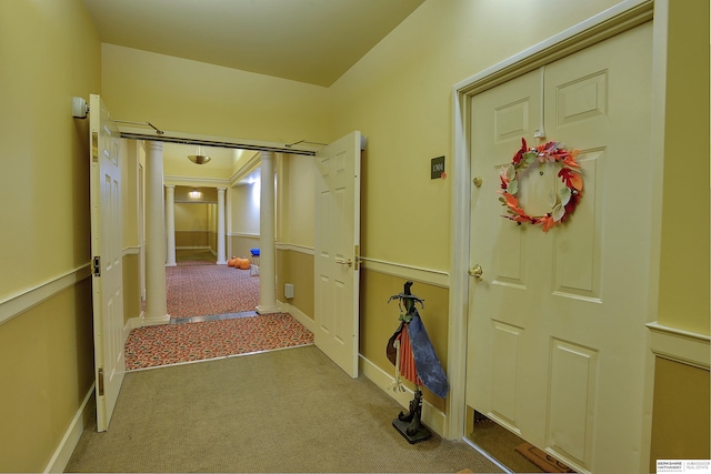 hallway with carpet