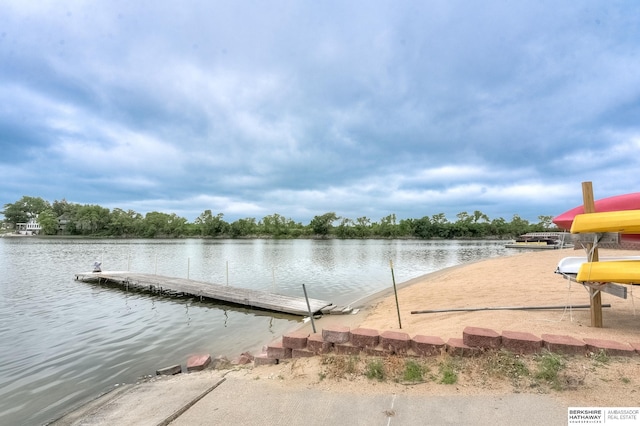 dock area with a water view