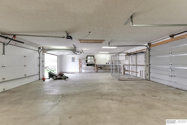 garage with a garage door opener