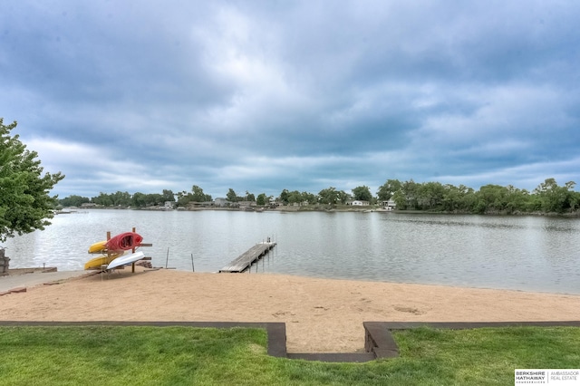 dock area featuring a water view