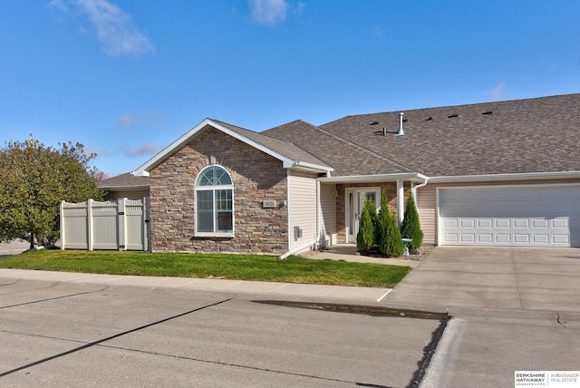 single story home with a garage