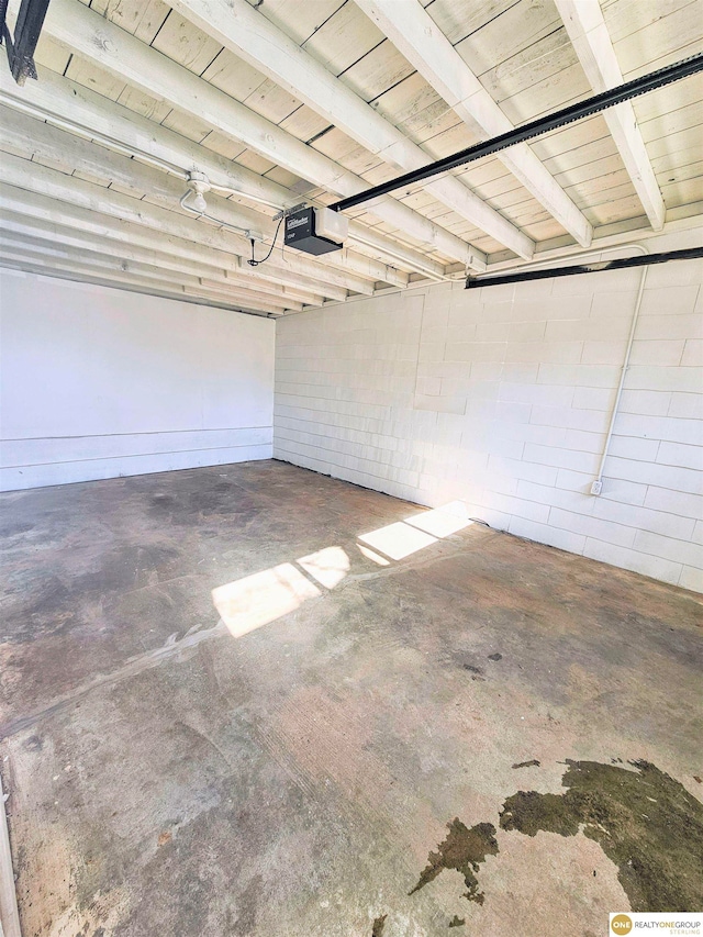 garage with a garage door opener