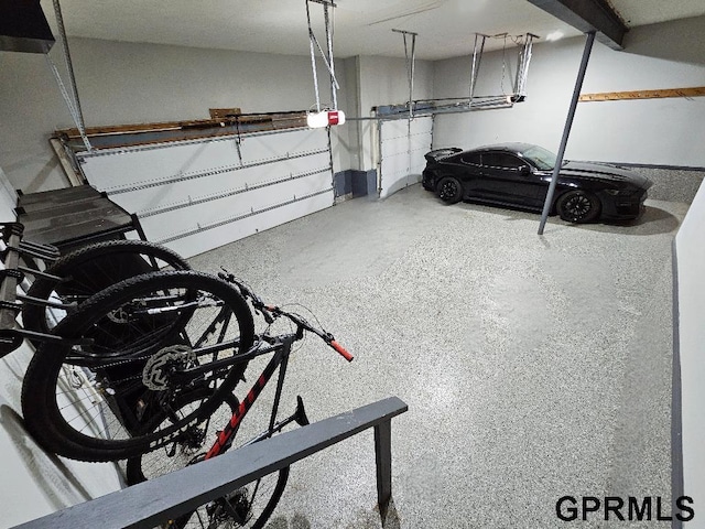 garage with a garage door opener